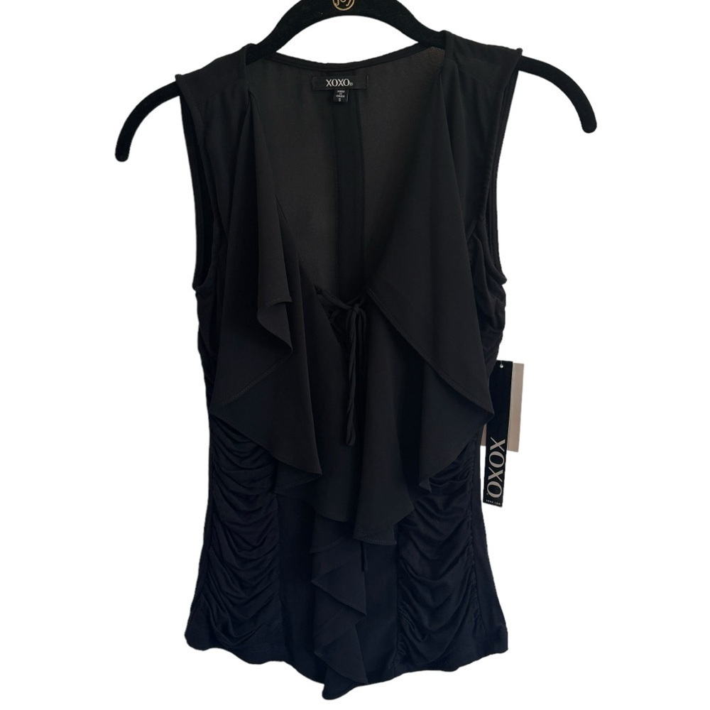 NWT XOXO V-Neck Lace Up Ruffled Sleeveless Top, Size S